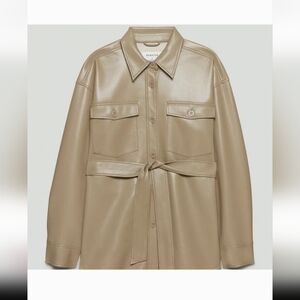 Babaton Beige Leather Jacket